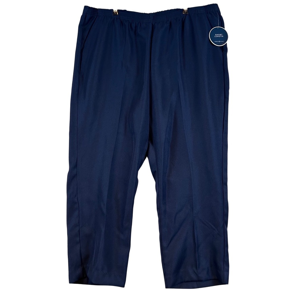 NWT Karen Scott Women 2X Navy Blue Comfort Waist Pull On Straight Leg Pant Short